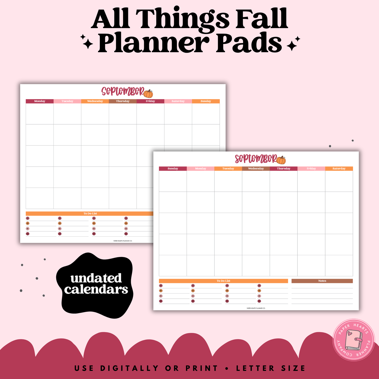 All Things Fall Block Planner Pad