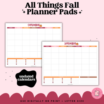 All Things Fall Block Planner Pad