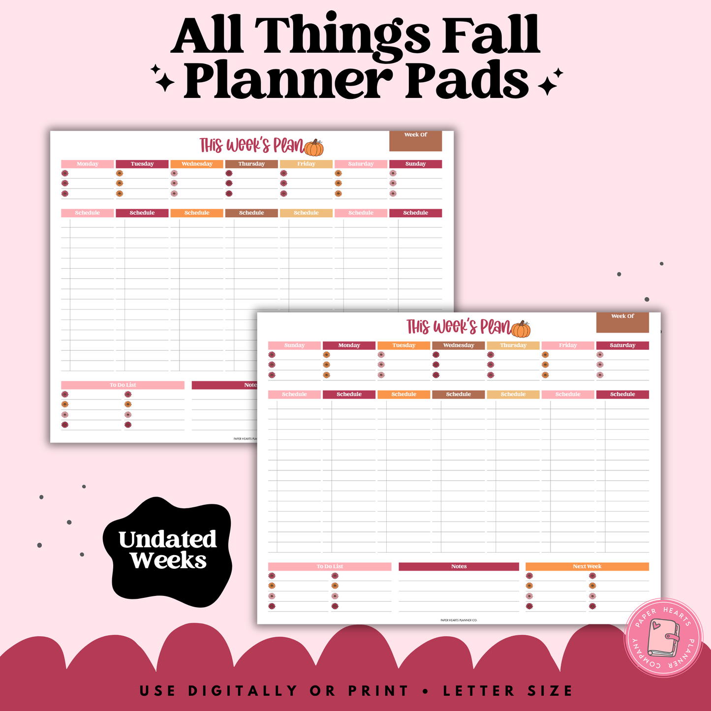 All Things Fall Block Planner Pad