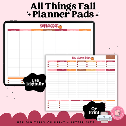 All Things Fall Block Planner Pad