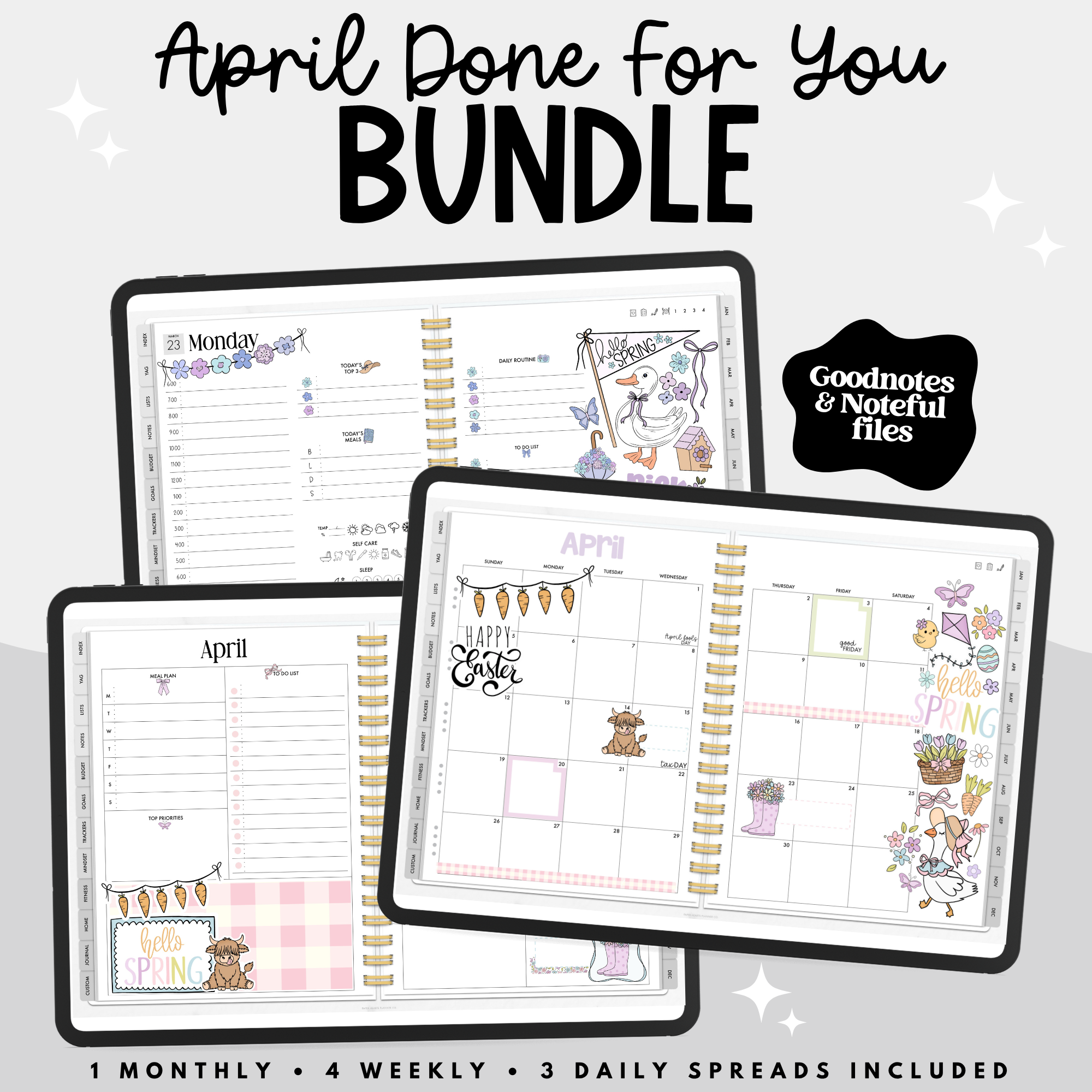 April Done For You Spreads Bundle – Paper Hearts Planner Co.