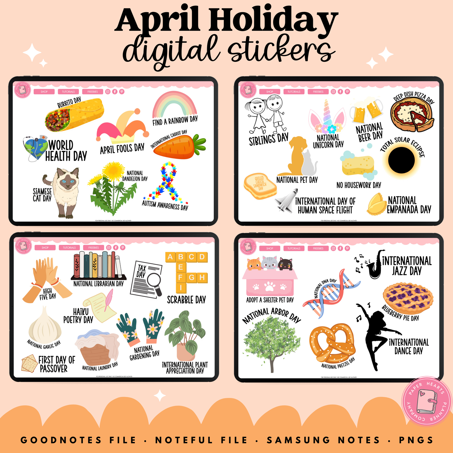 April Holidays Stickers