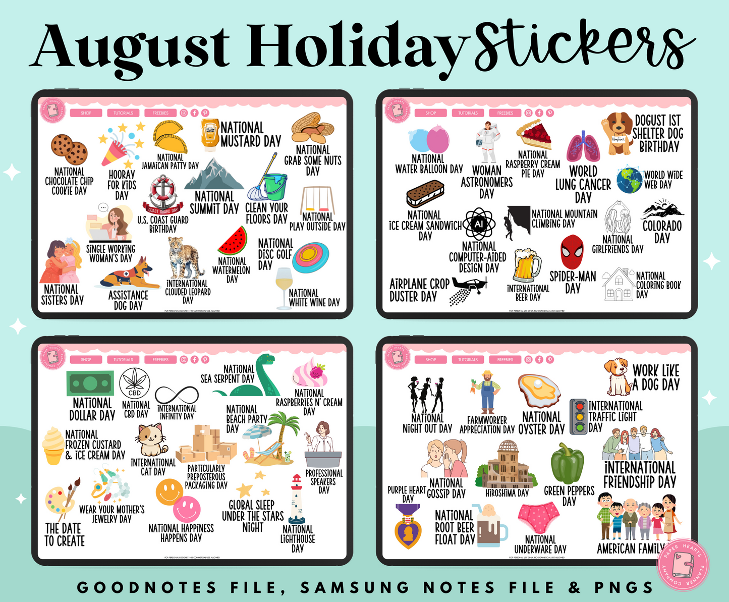 August Holiday Stickers