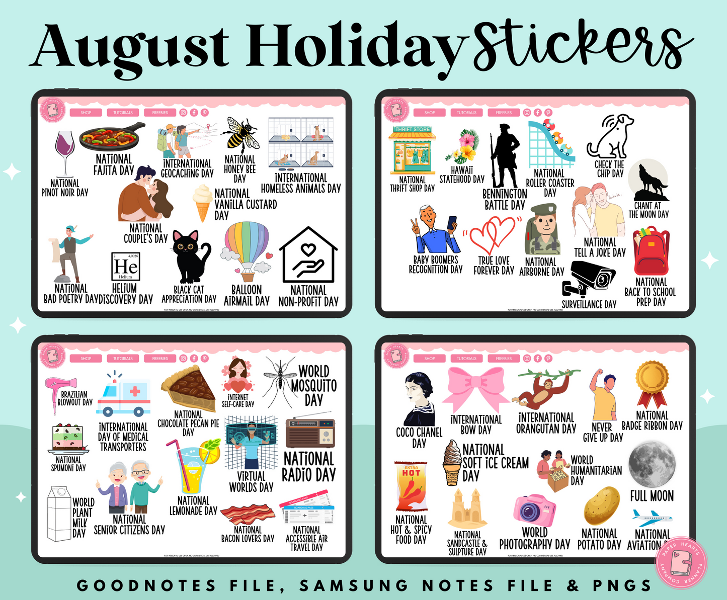 August Holiday Stickers