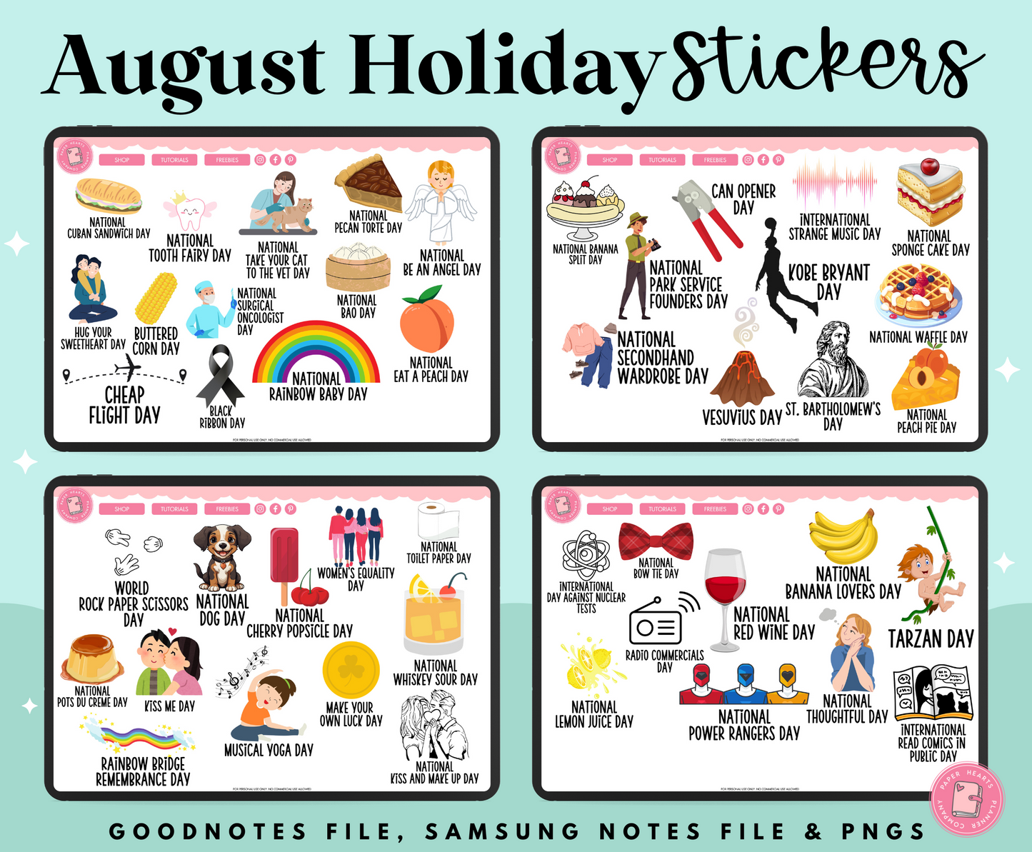 August Holiday Stickers