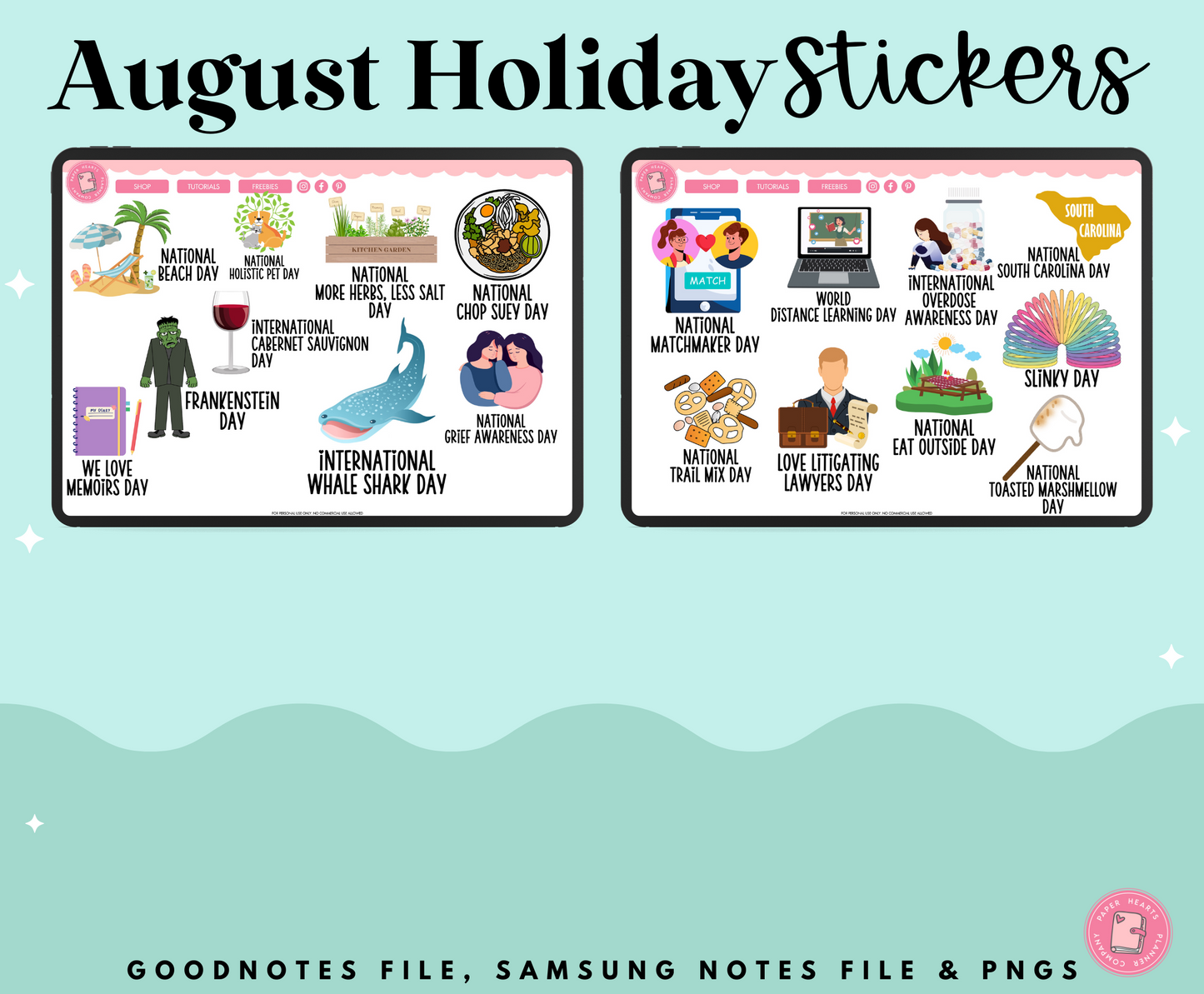 August Holiday Stickers