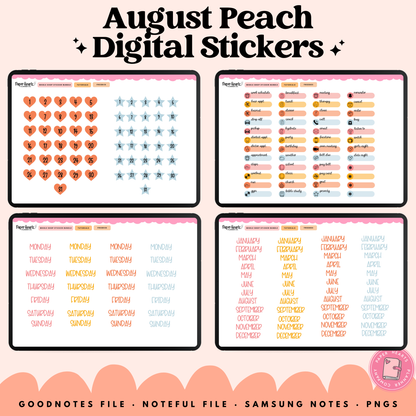 August Peach Stickers - Full Set