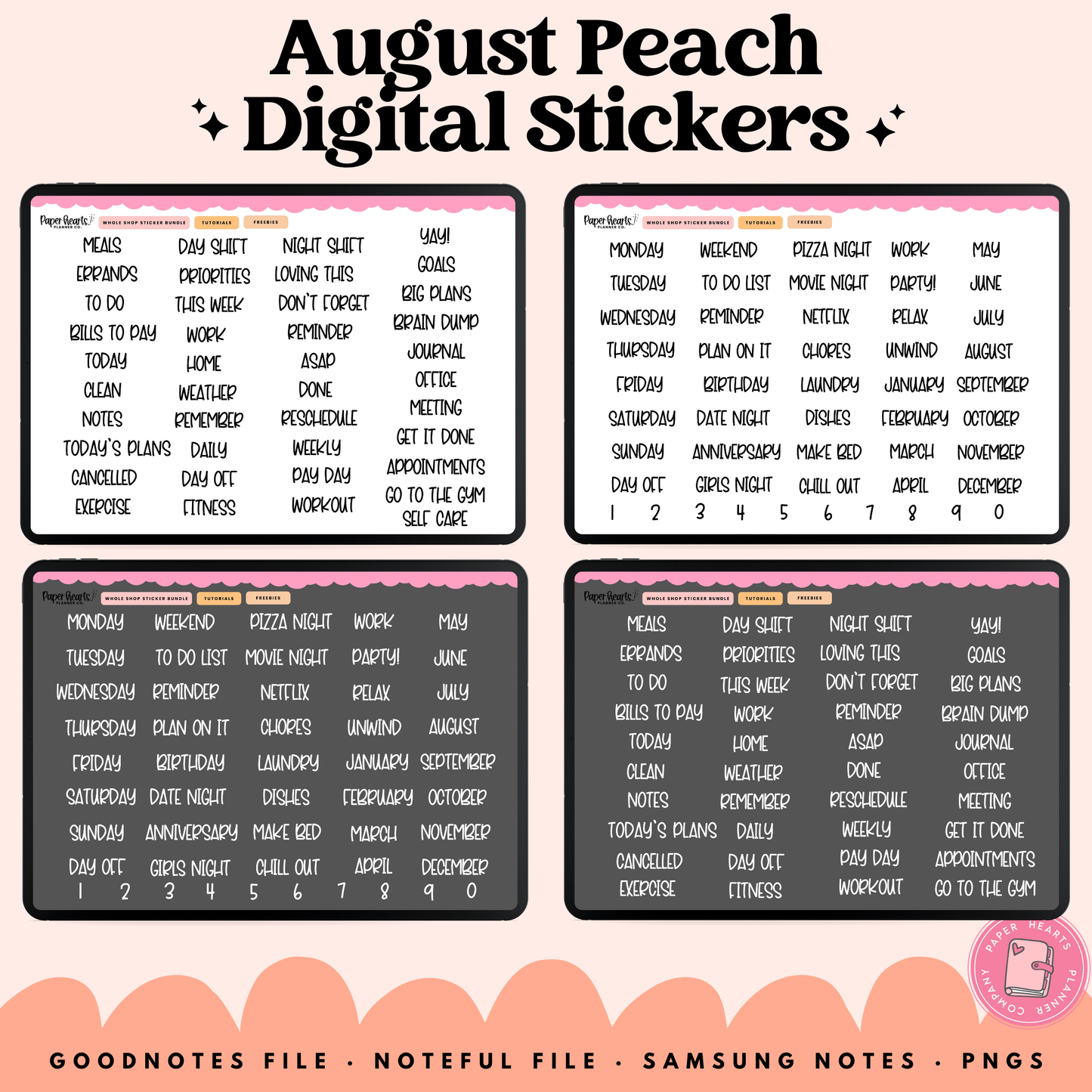 August Peach Stickers - Full Set