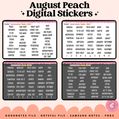August Peach Stickers - Full Set