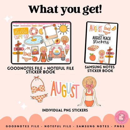 August Peach Stickers - Full Set