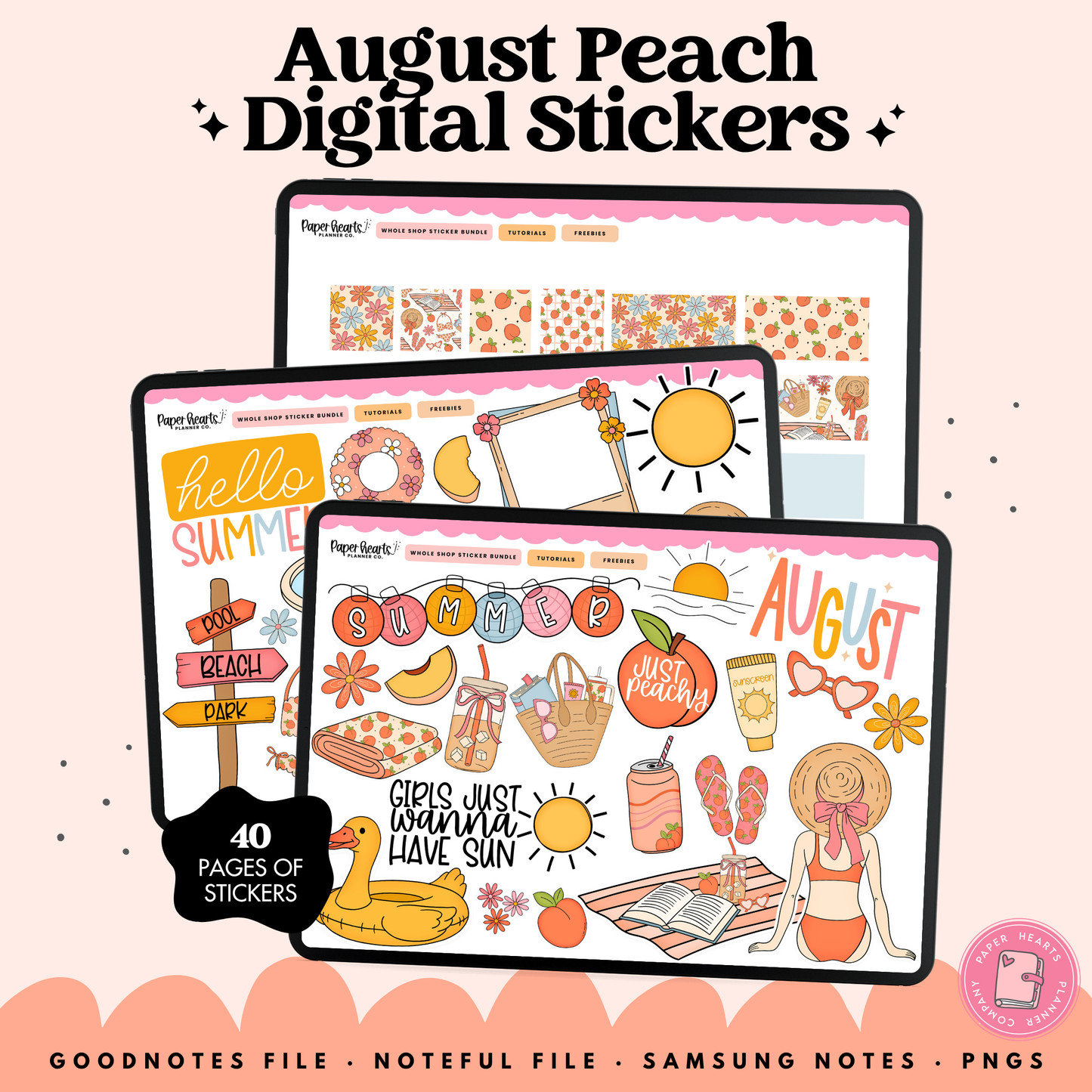 August Peach Stickers - Full Set