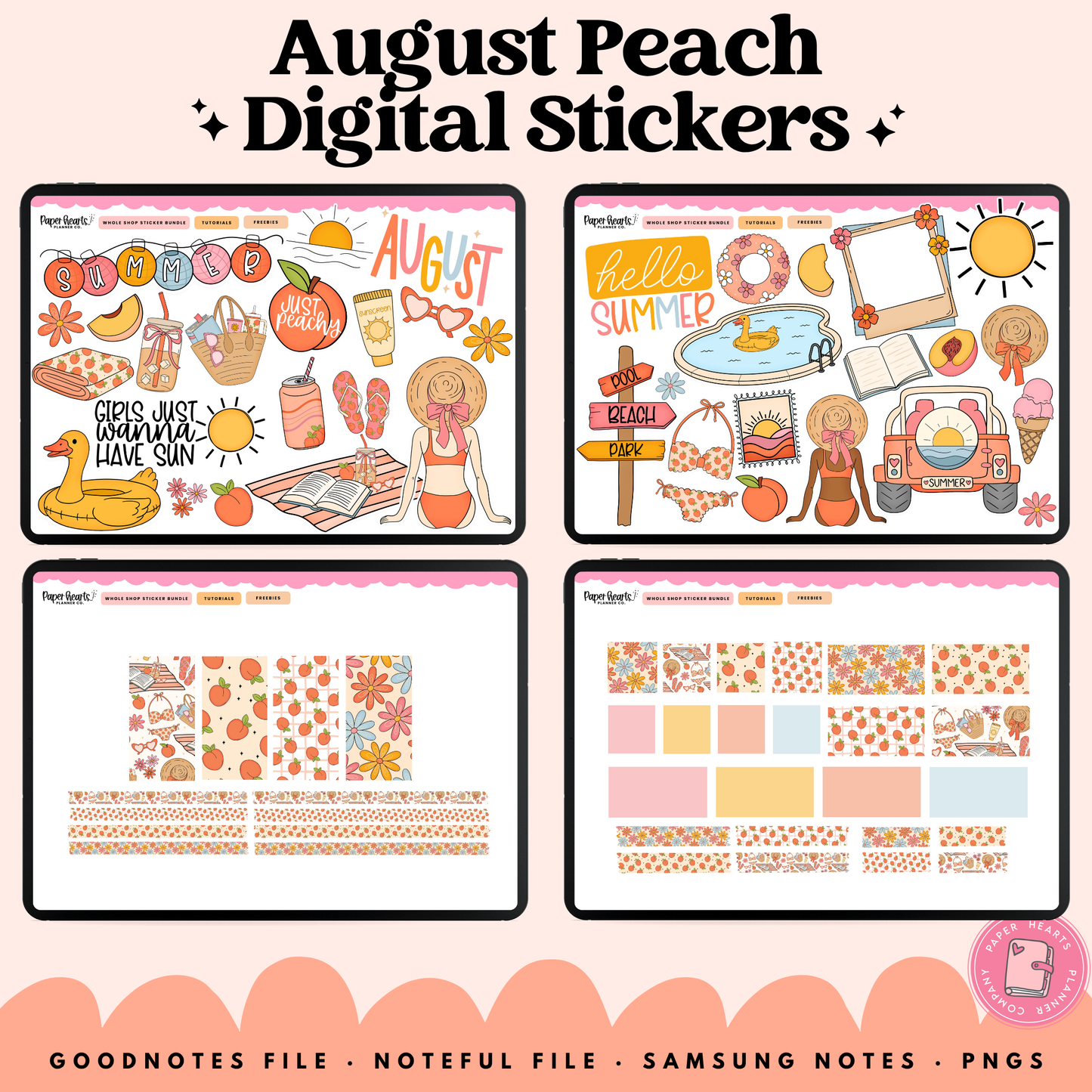 August Peach Stickers - Full Set