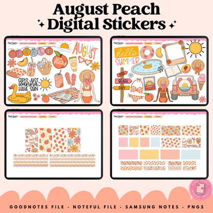 August Peach Stickers - Full Set