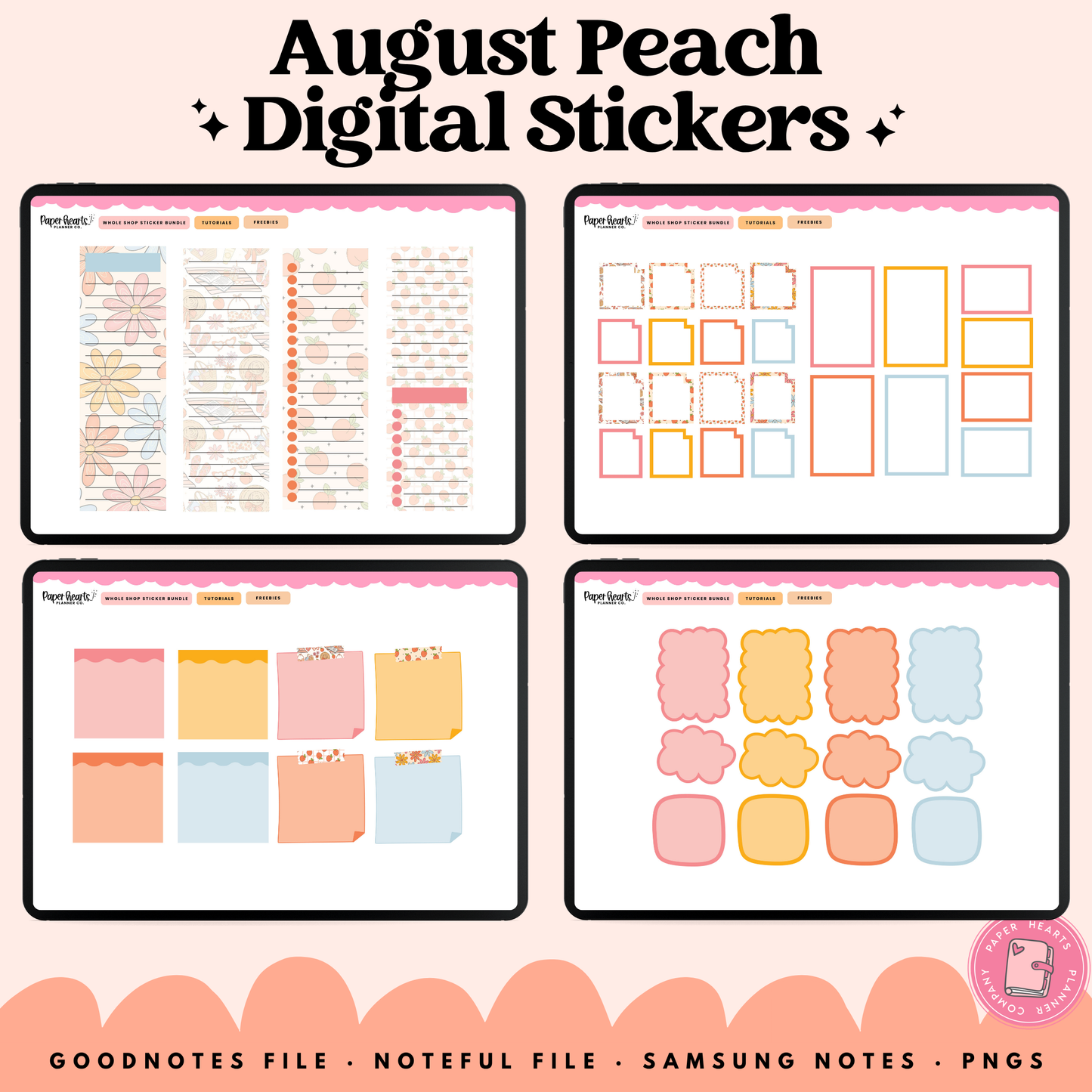 August Peach Stickers - Full Set
