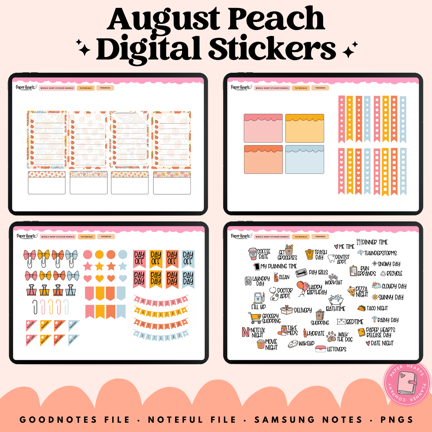 August Peach Stickers - Full Set