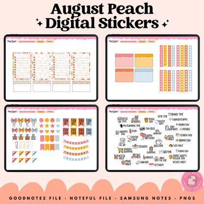August Peach Stickers - Full Set