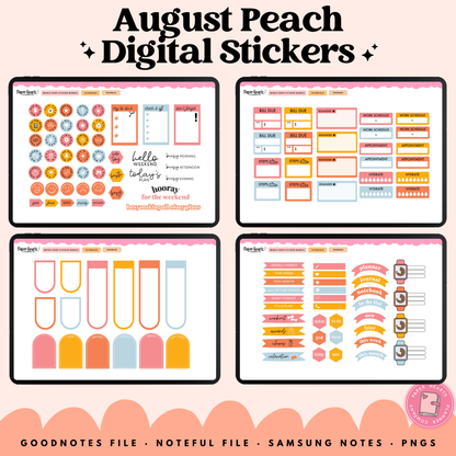 August Peach Stickers - Full Set