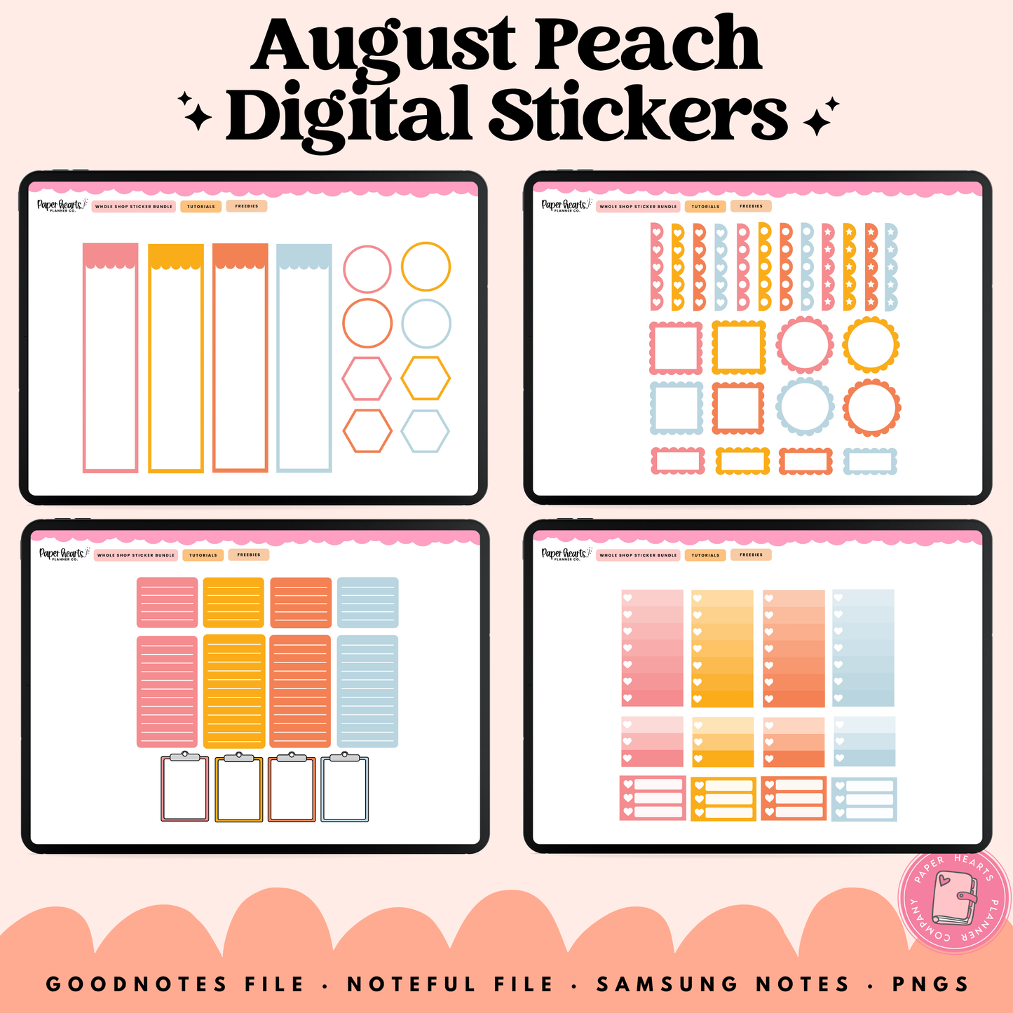 August Peach Stickers - Full Set