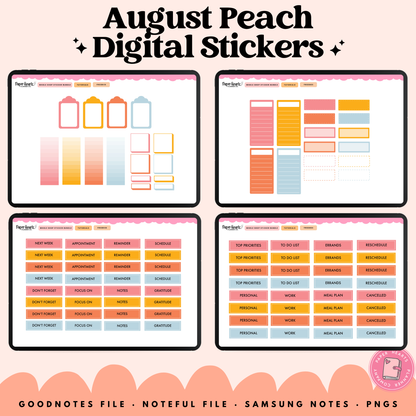 August Peach Stickers - Full Set