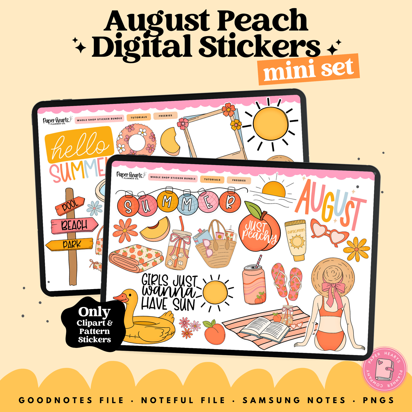 August Peach Stickers - Mini Set