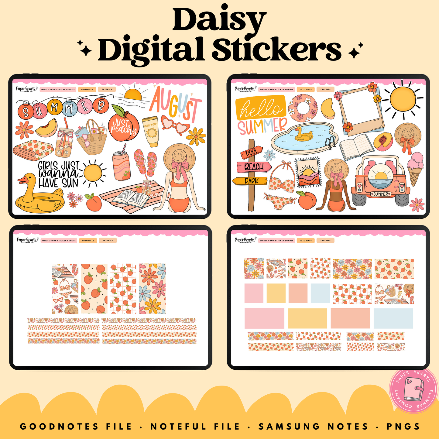 August Peach Stickers - Mini Set