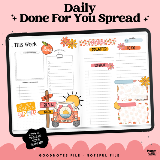 August Peaches 1 Page Daily Done For You Spread