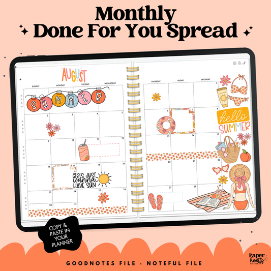 August Peaches Monthly Done For You Spread