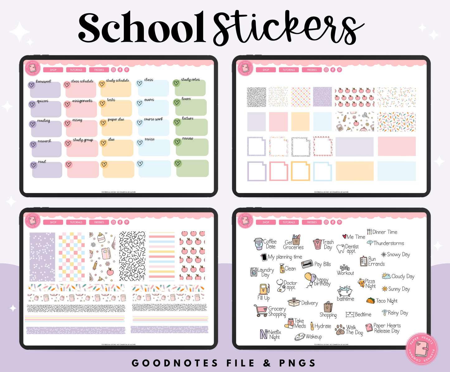 Back To School Pastel Stickers