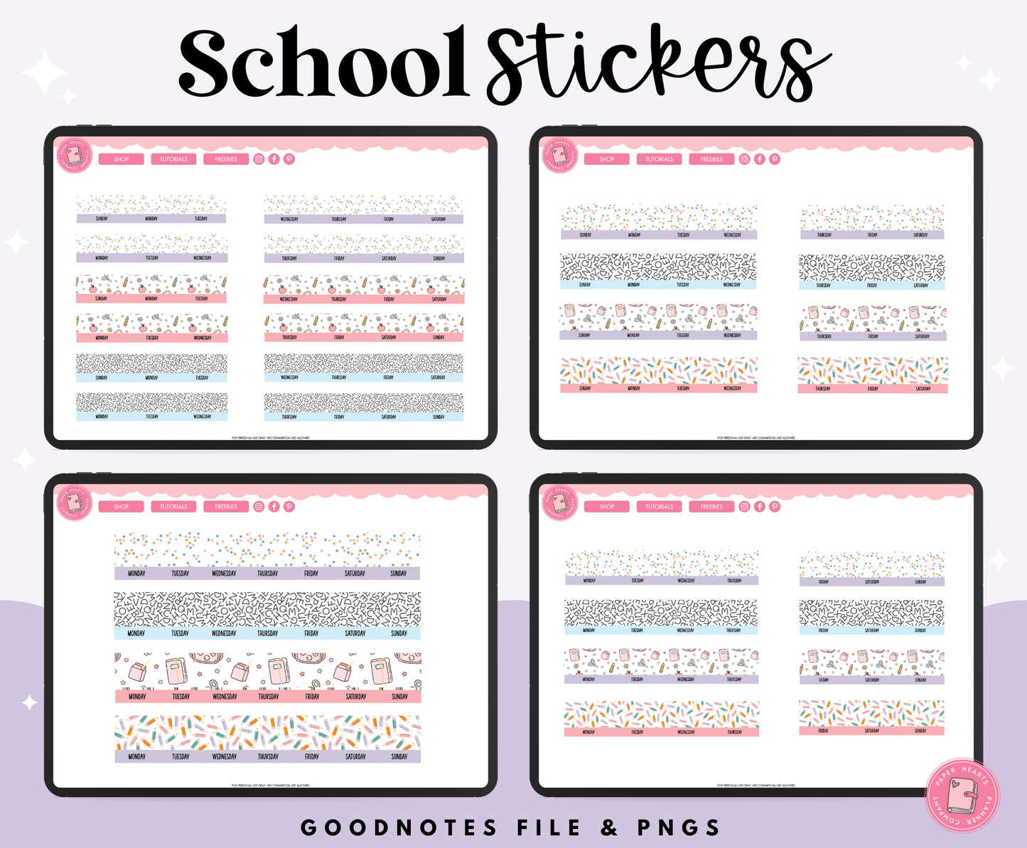 Back To School Pastel Stickers