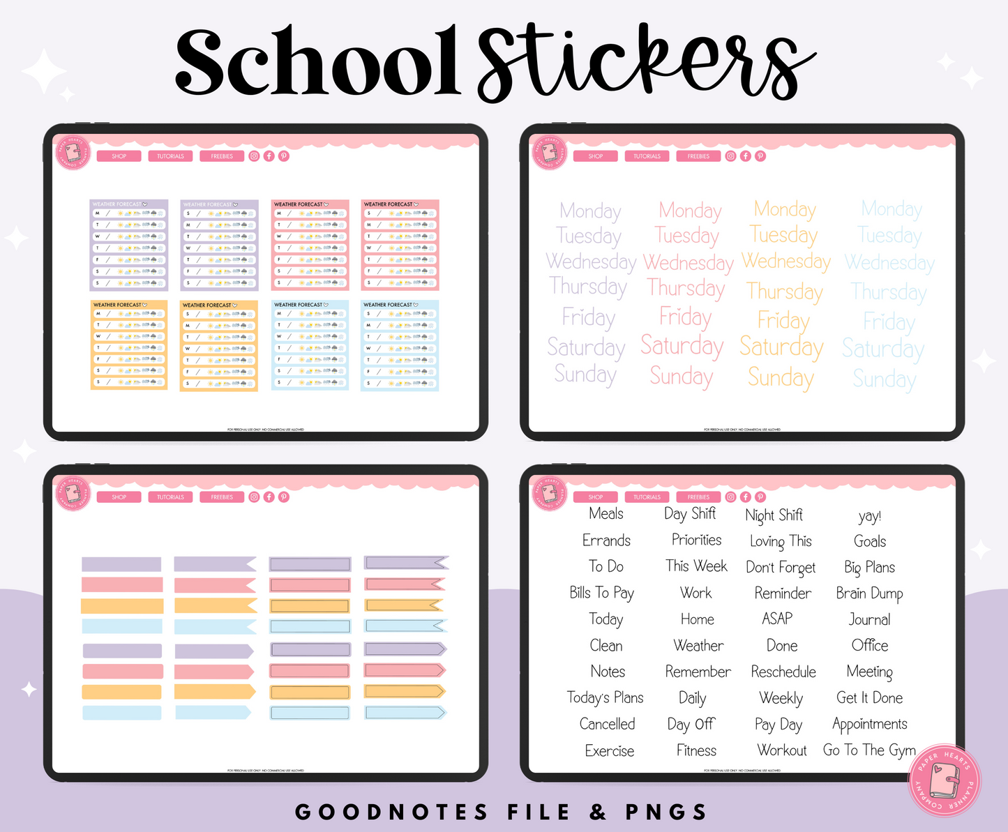 Back To School Pastel Stickers