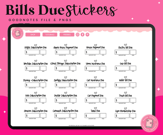 Bill Due Stickers