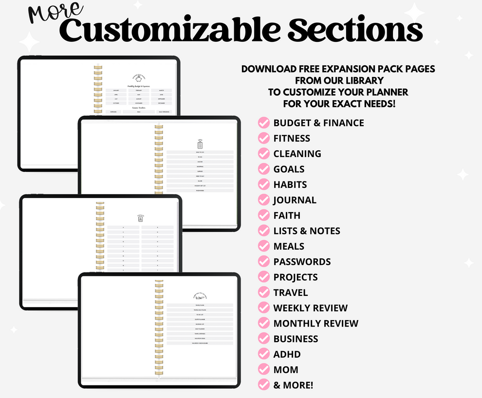 Blank Custom Section Expansion Pack – Paper Hearts Planner Co.
