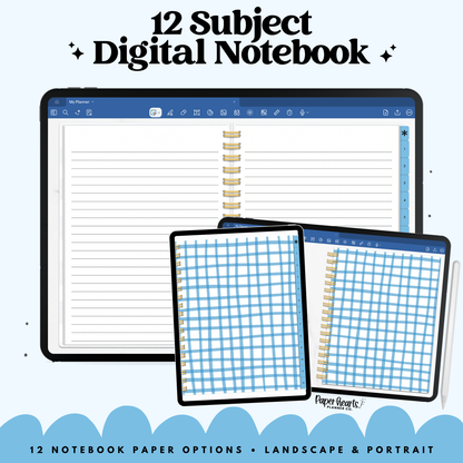 Blue Gingham Digital Notebook