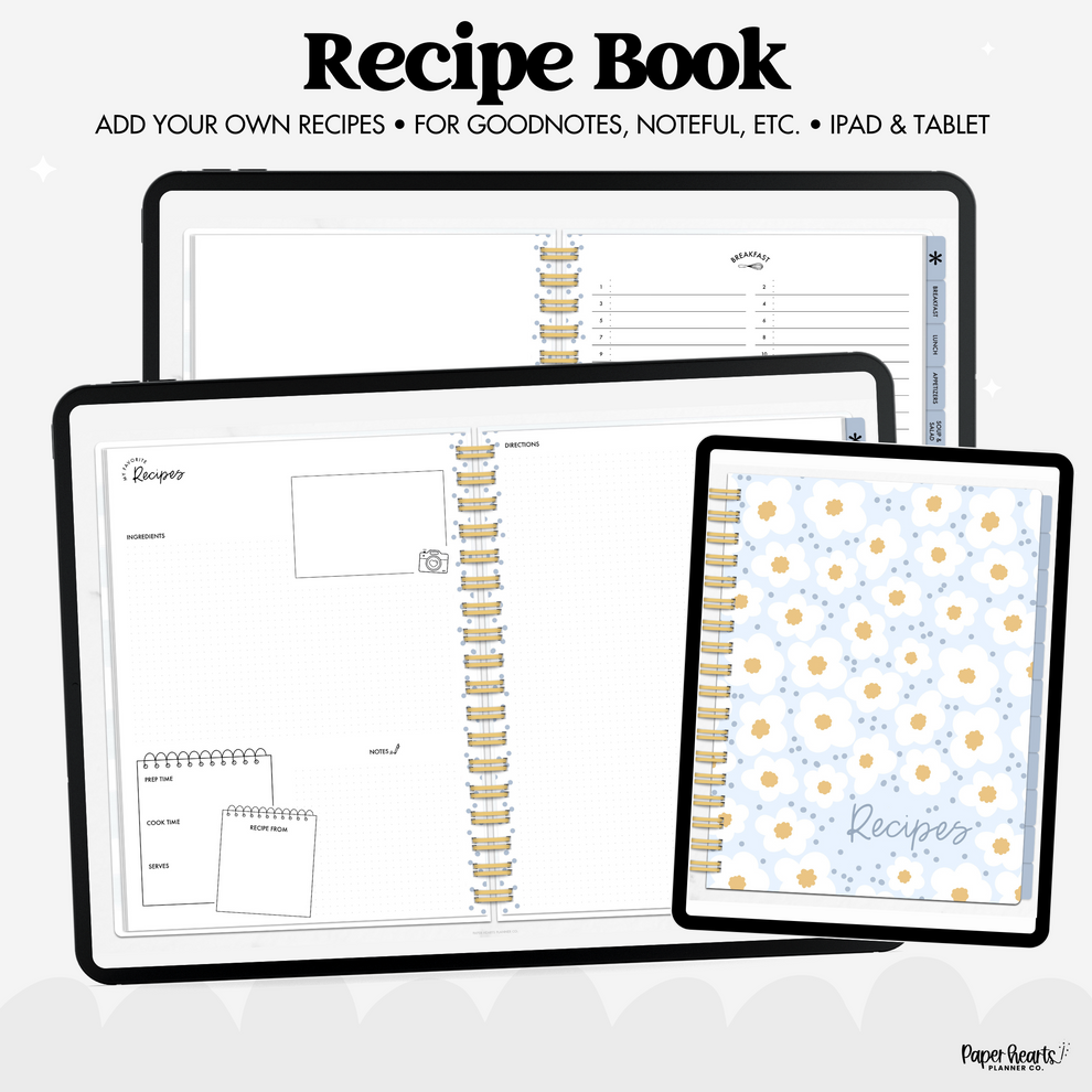 Blue Recipe Book – Paper Hearts Planner Co.