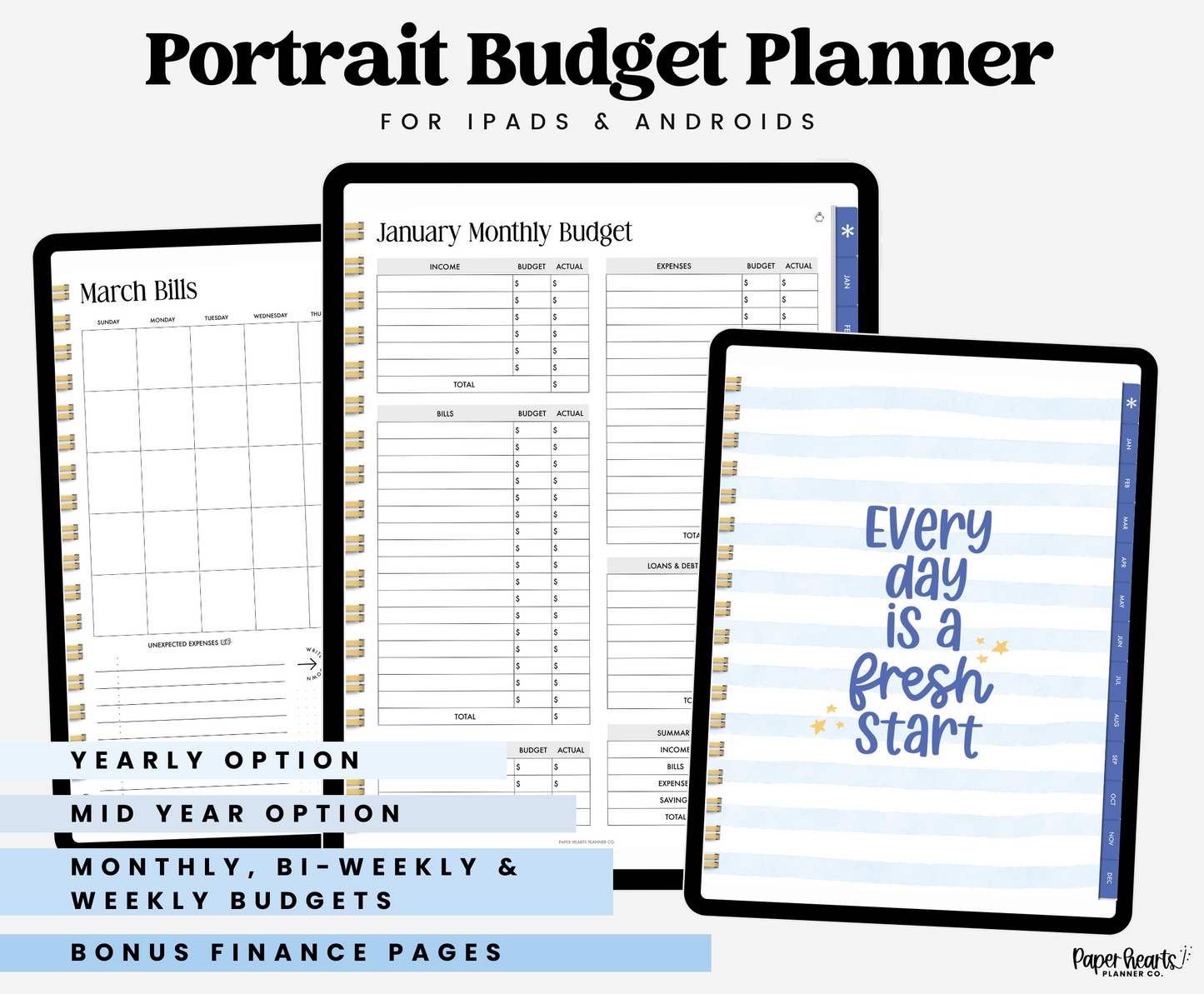Blue Budget Planner Portrait