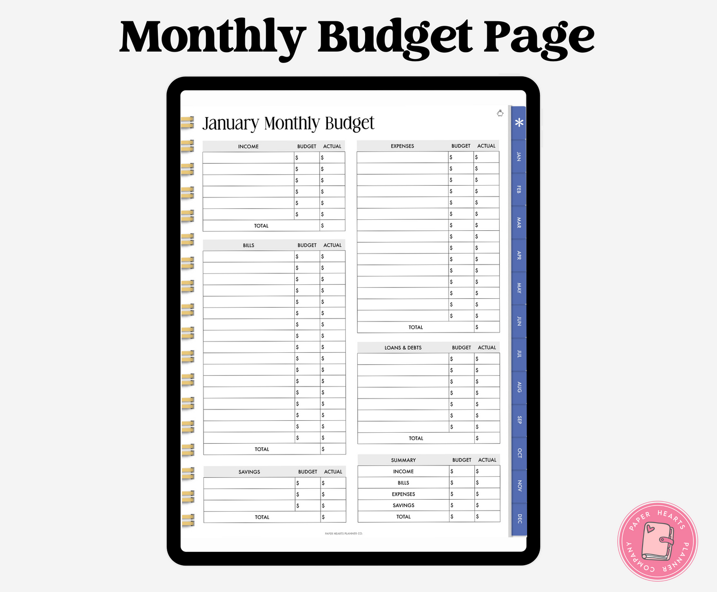 Blue Budget Planner Portrait