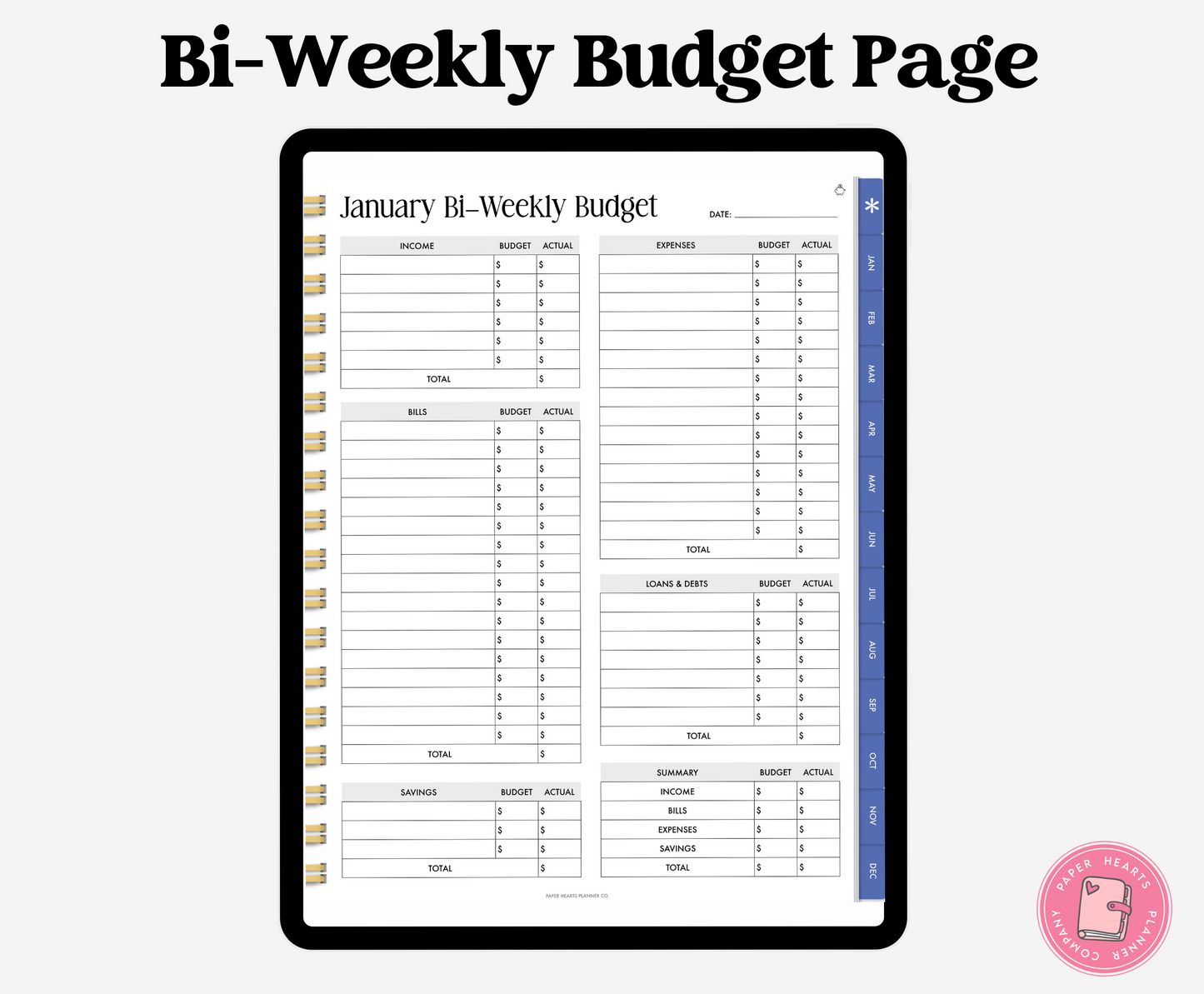 Blue Budget Planner Portrait