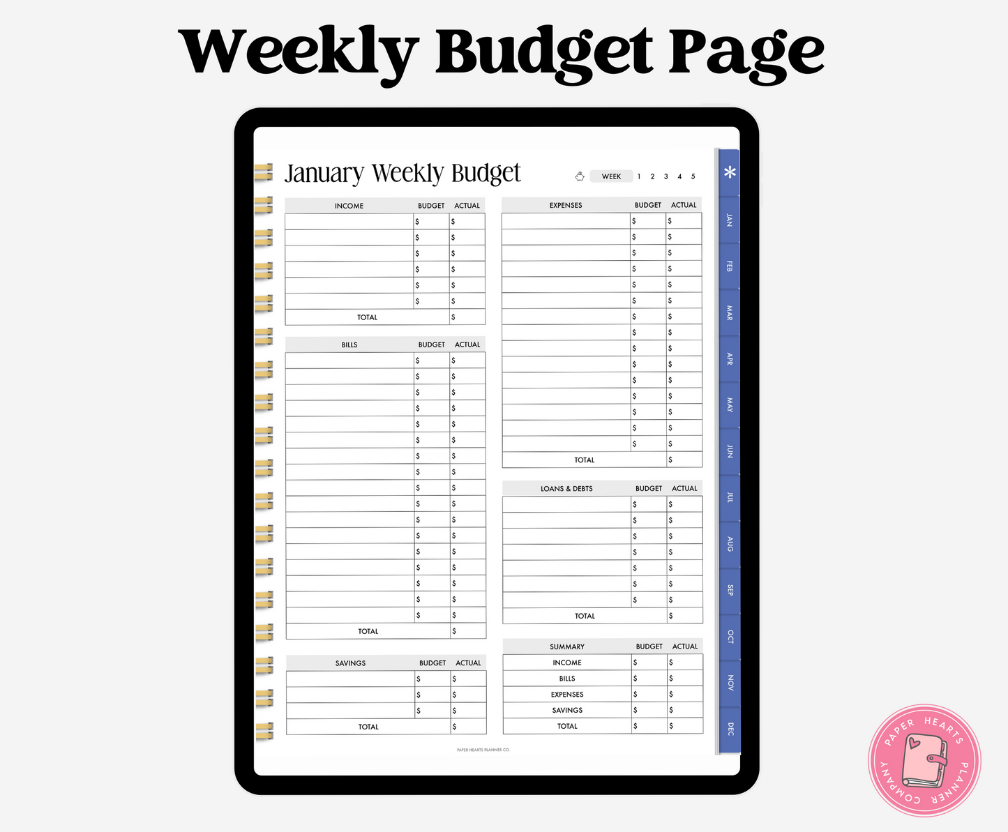 Blue Budget Planner Portrait