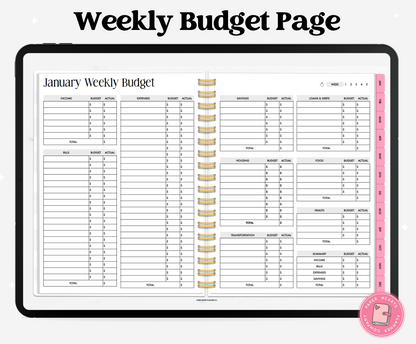 Pink Budget Planner Landscape