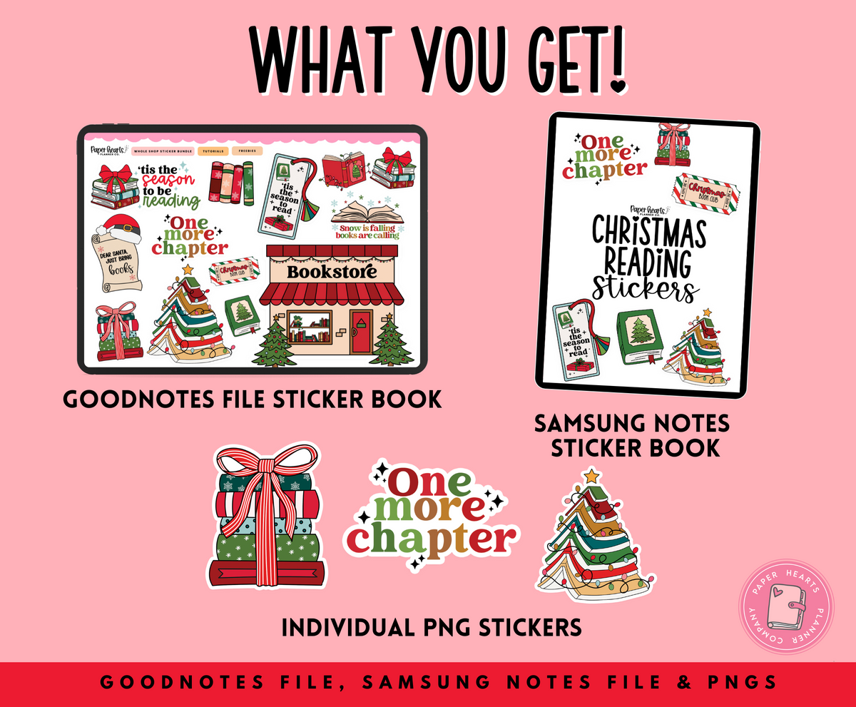Christmas Book Stack Sticker Christmas Reading Stickers – Paper Hearts Planner Co.