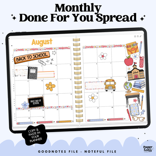 Daises Back To School Monthly Done For You Spread