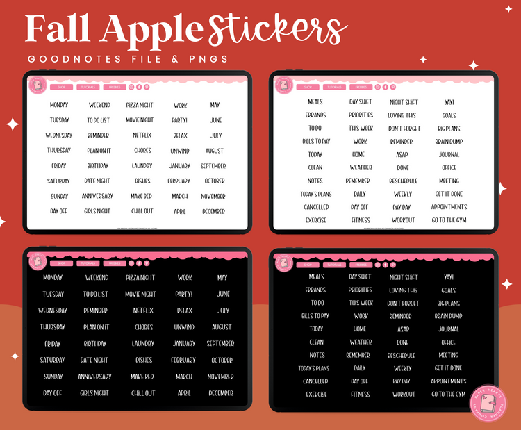 Fall Apple Stickers