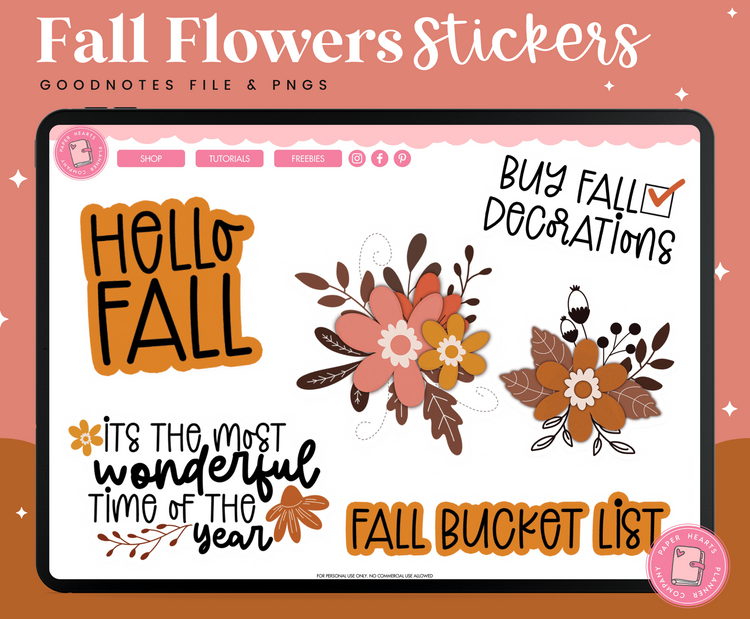 Fall Flowers Stickers – Paper Hearts Planner Co.
