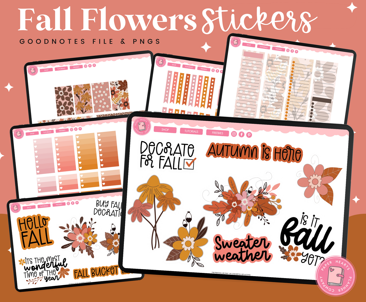 Fall Flowers Stickers – Paper Hearts Planner Co.