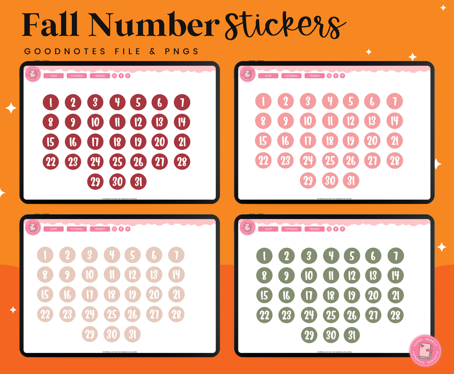 Fall Numbers Stickers