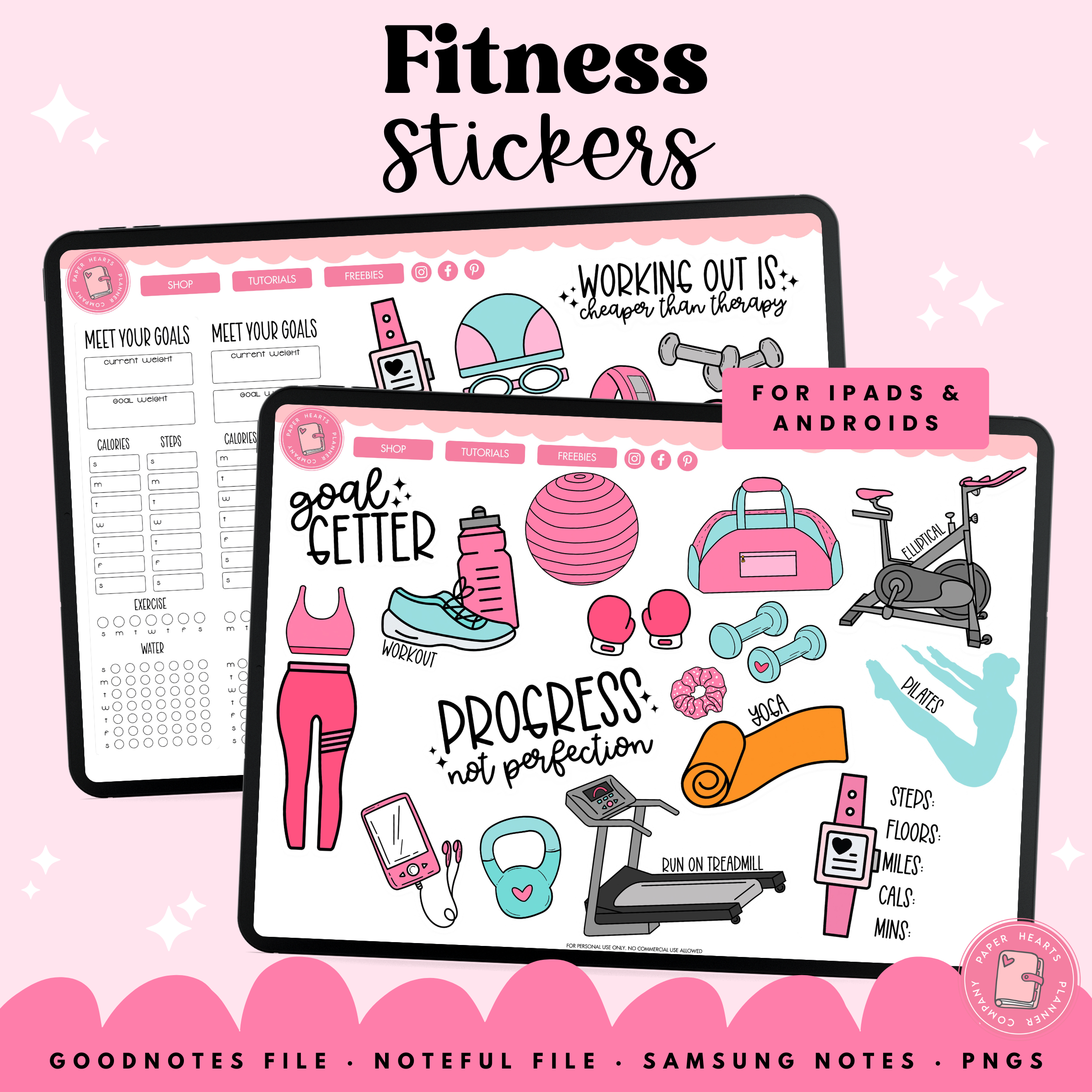 Fitness Digital Stickers – Paper Hearts Planner Co.