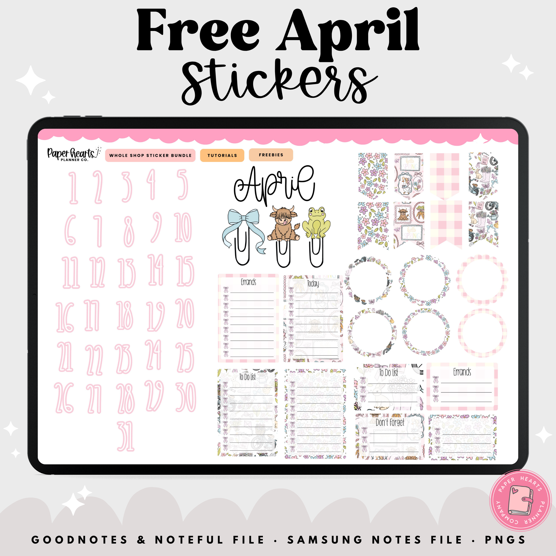 Free April Stickers – Paper Hearts Planner Co.