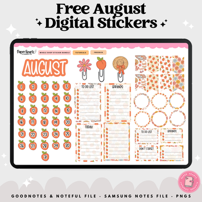 Free August Peach Stickers