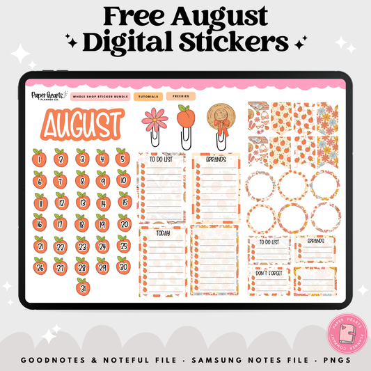 Free August Peach Stickers