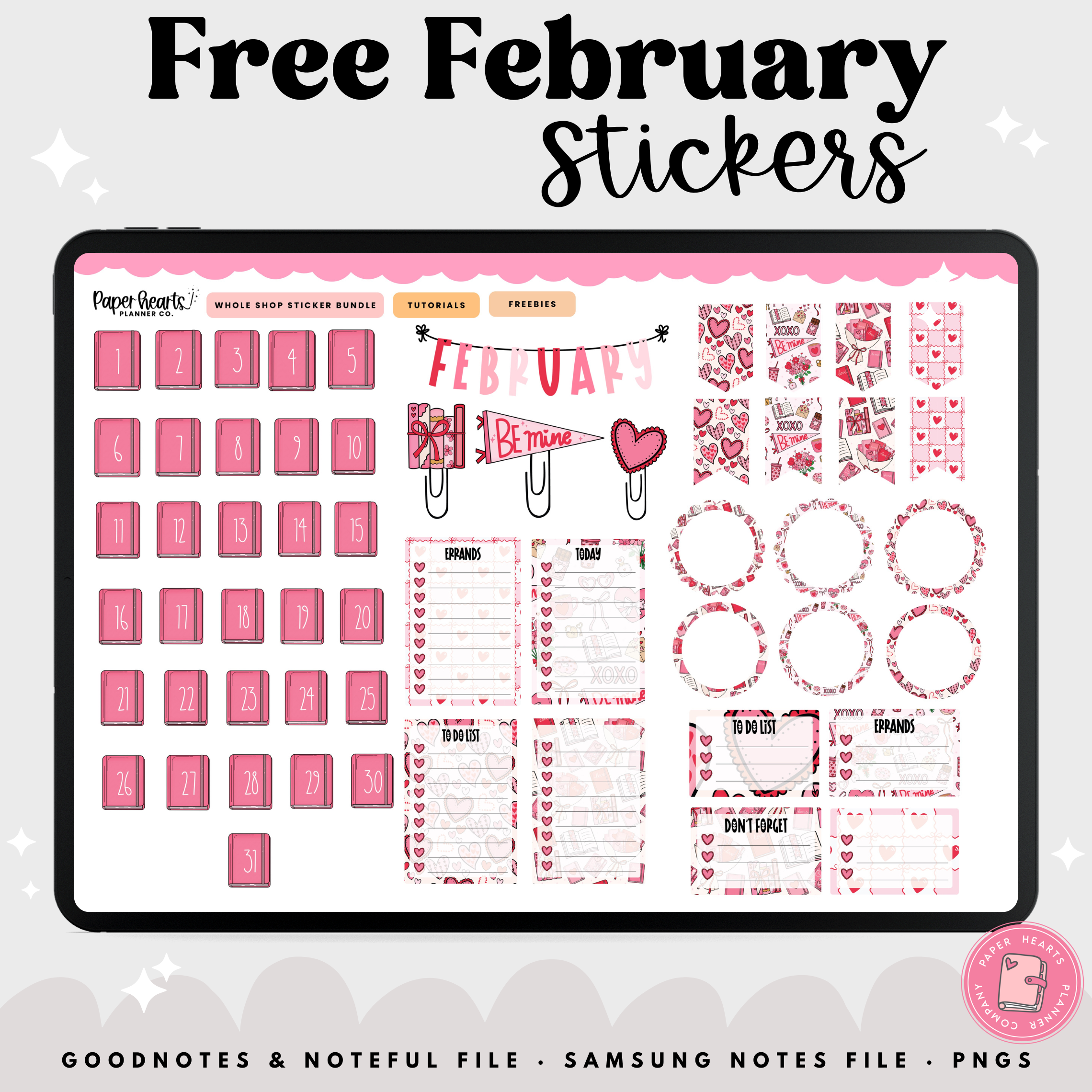 Free February Stickers – Paper Hearts Planner Co.